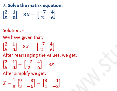 ML Aggarwal Solutions Class 10 Maths Chapter 8 Matrices